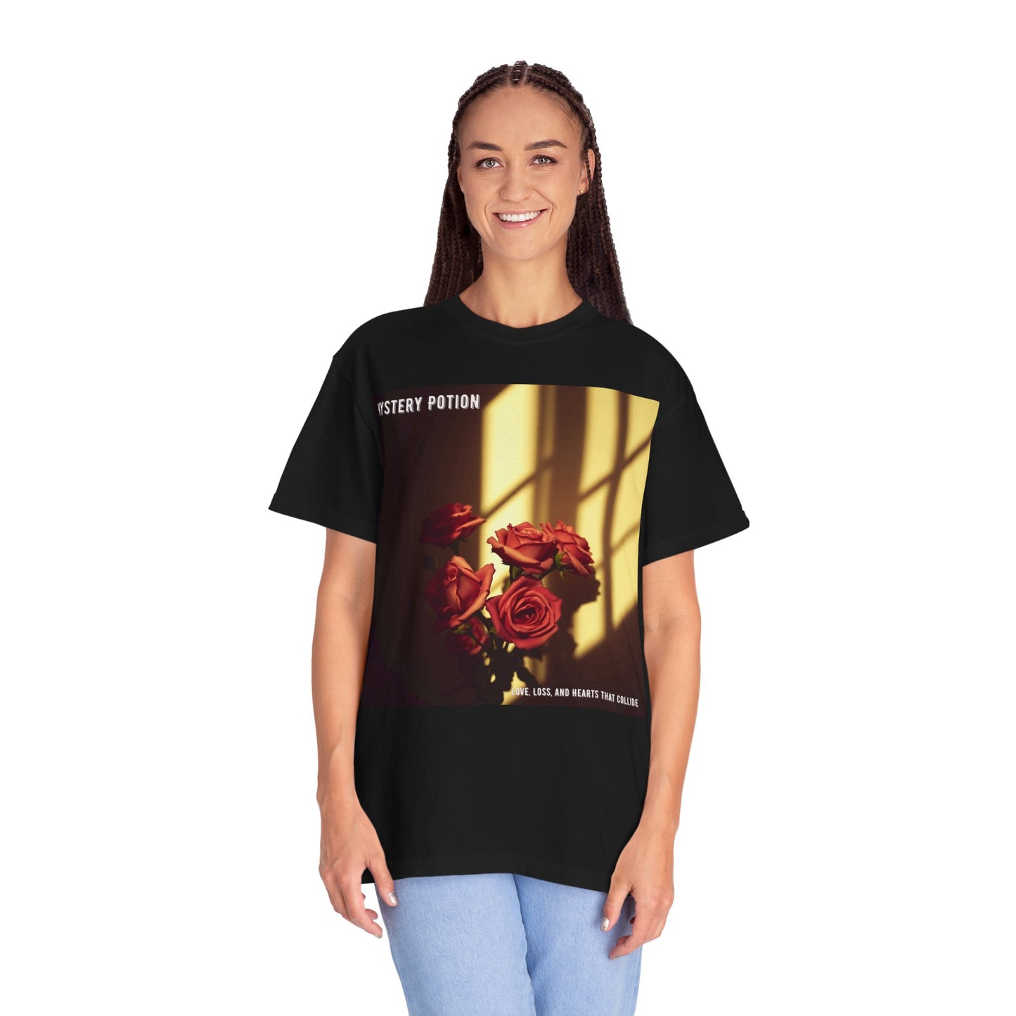 Mystery Potion Garment-Dyed Tee, Vintage Floral T-Shirt, Unisex Plant Lover Shirt, Gift for Her, Aesthetic Graphic Tee