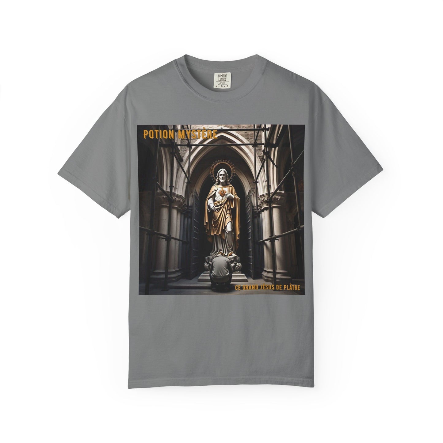 Mystical Potion Jesus Statue T-Shirt - Unisex, Relaxed Fit, Perfect for Festivals, Gifts, Everyday Wear, Unique Art Design