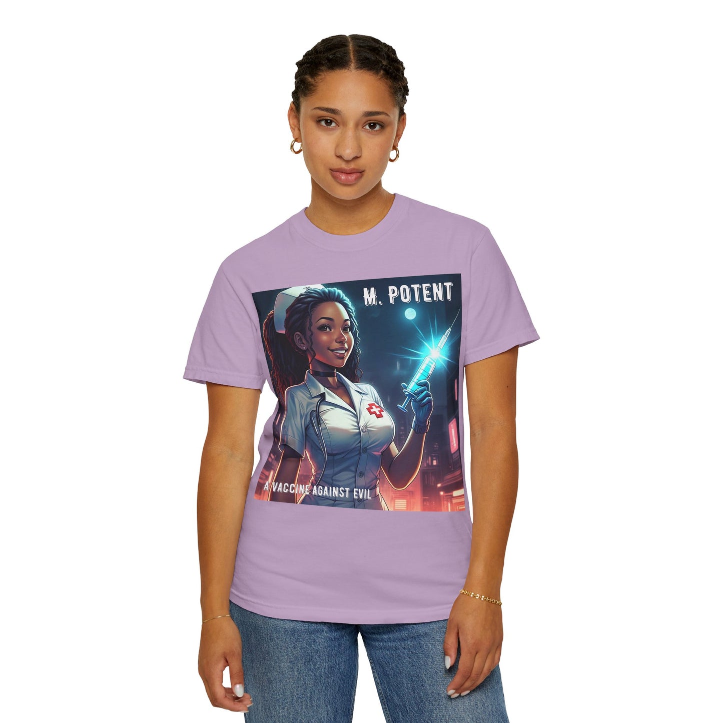M. Potent's 'A Vaccine Against Evil', Medicine-Themed Unisex T-Shirt, Positive Vibes, Great for Nurses, Vaccination Awareness, Gift for Healthcare Workers