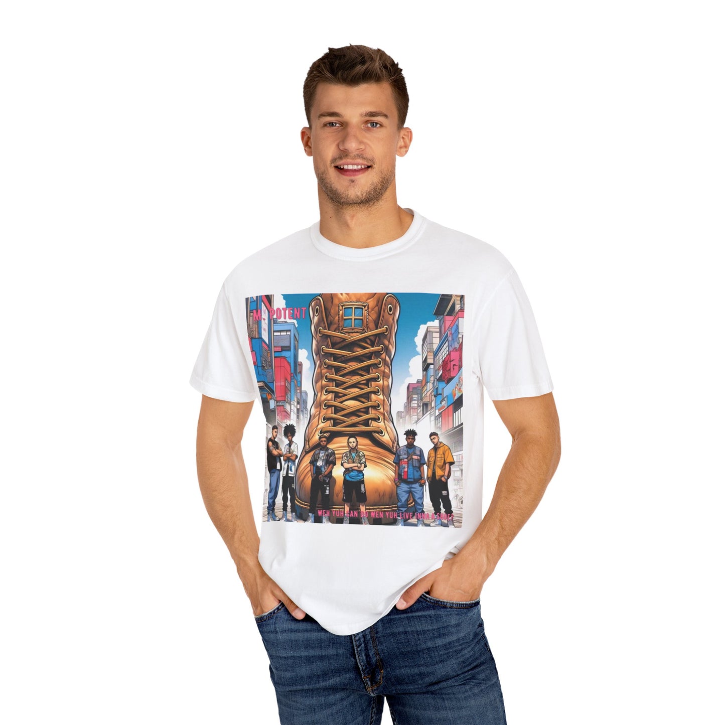 Urban-Inspired "What Can You Do When You Live In A Shoe?" Graphic Tee, Streetwear T-shirt, Casual Wear, Hip Hop Fashion, Birthday Gift, Unisex T-shirt with Bold Design