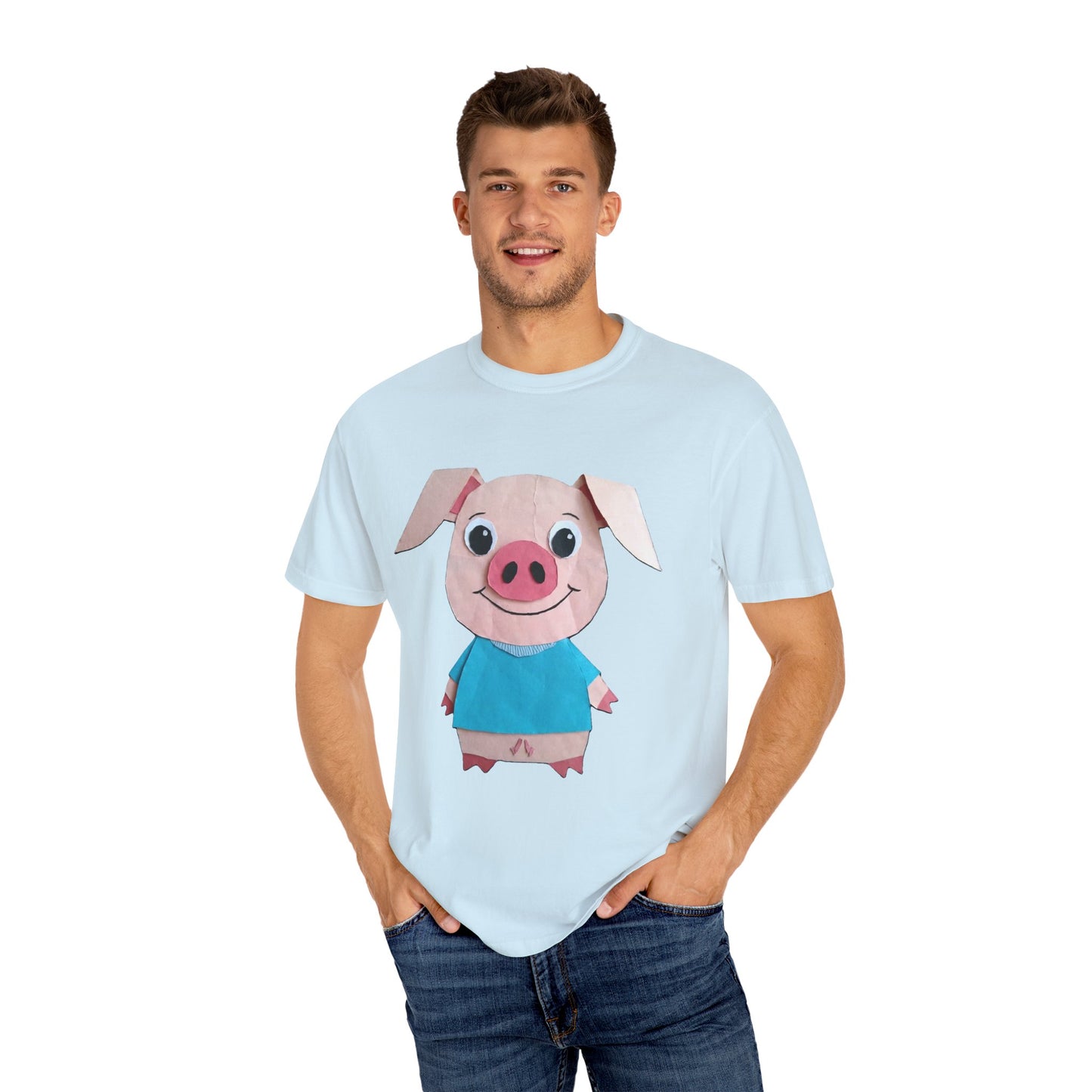 Cute Pig Character T-Shirt, Animal Lover Gift, Funny Graphic Tee, Casual Wear, Farm Themed Shirt