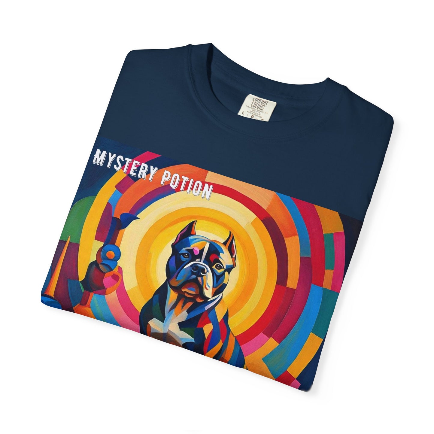 'My Bully Is A Saint' by Mystery Potion Colorful Dog Art T-shirt, Unisex Graphic Tee by Mystery Potion, Perfect for Pet Lovers, Comfy Casual Wear, Great Gift for Dog Lovers