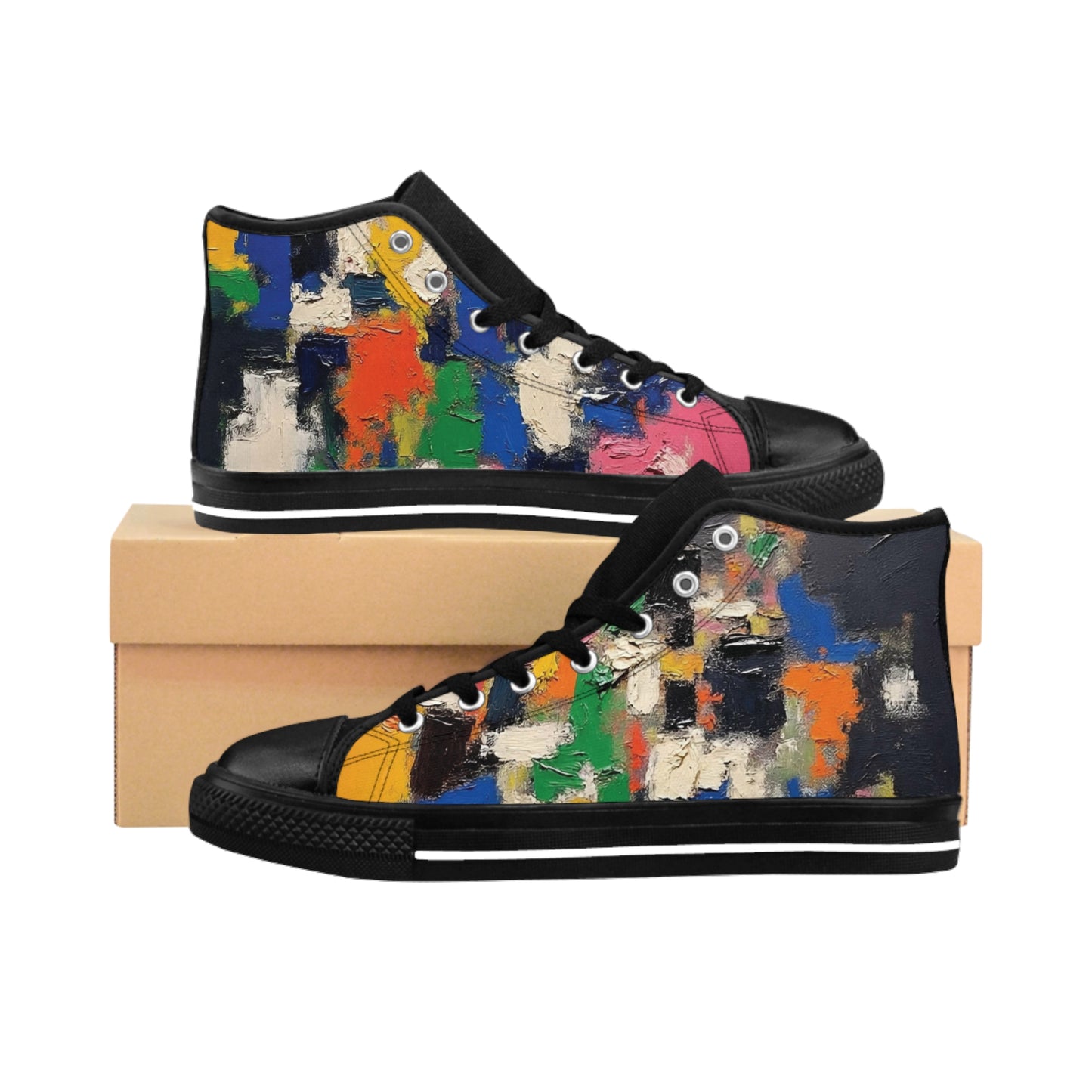 Vibrant Art Sneakers | Colorful Abstract Art High-Top Shoes for Creative Souls, Unique Footwear for Casual Outings, Gift for Artists