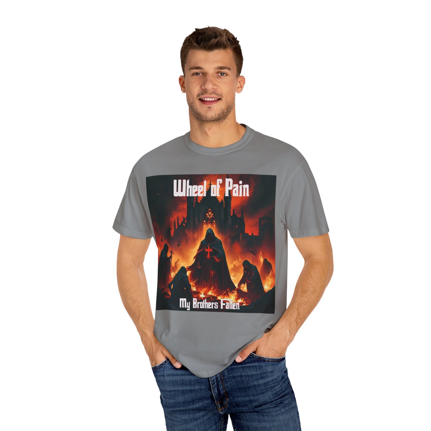 Wheel of Pain Gothic Templar Graphic T-Shirt, Unisex Tee for Fans, Cool Gift for Music Lovers, Halloween Shirt, Retro Vintage Style