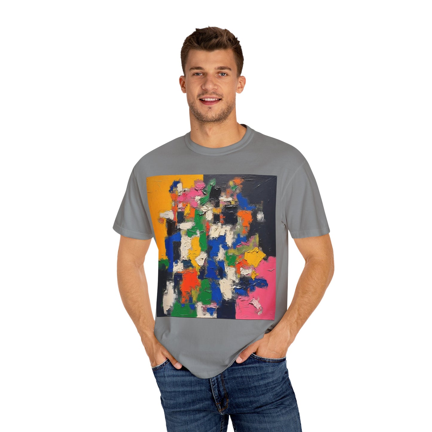 Vibrant Abstract Art Unisex T-Shirt, Colorful Graphic Tee, Casual Wear, Trendy Gift for Art Lovers, Perfect for Summer Festivals