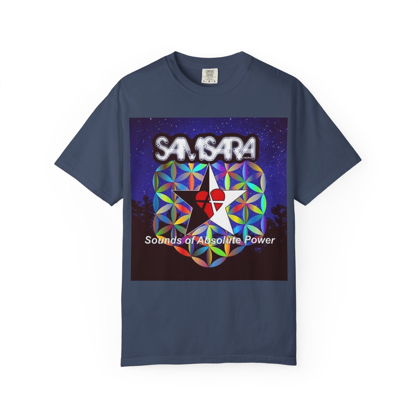 Sounds Of Absolute Power by Samsara Vibrant Graphic T-Shirt for Nature Lovers, Unisex Tee, Festival Wear, Gift for Music Enthusiasts, Bohemian Style Apparel