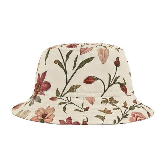 Floral Bucket Hat, Bohemian Sun Hat, Summer Accessories, Festival Gear, Outdoor Fashion, Gift for Her