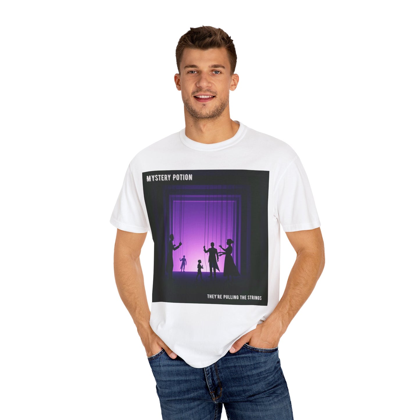 'They're Pulling the Strings' by Mystery Potion, Unisex T-Shirt - Playful Graphic Tee for Creative Souls, Perfect for a Fun Night Out, Gift for Art Lovers, Casual Wear, [...]
