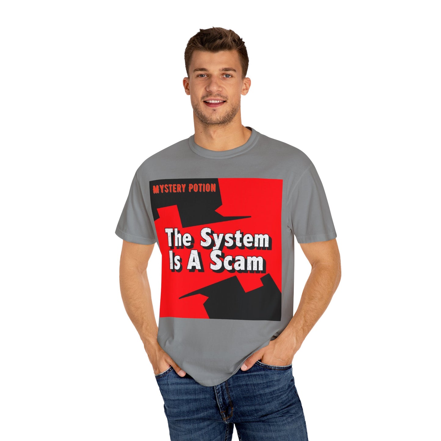 'The System Is A Scam' by Mystery Potion Unisex T-shirt, Casual Wear, Statement Tee, Gift for Activists, Trendy Apparel