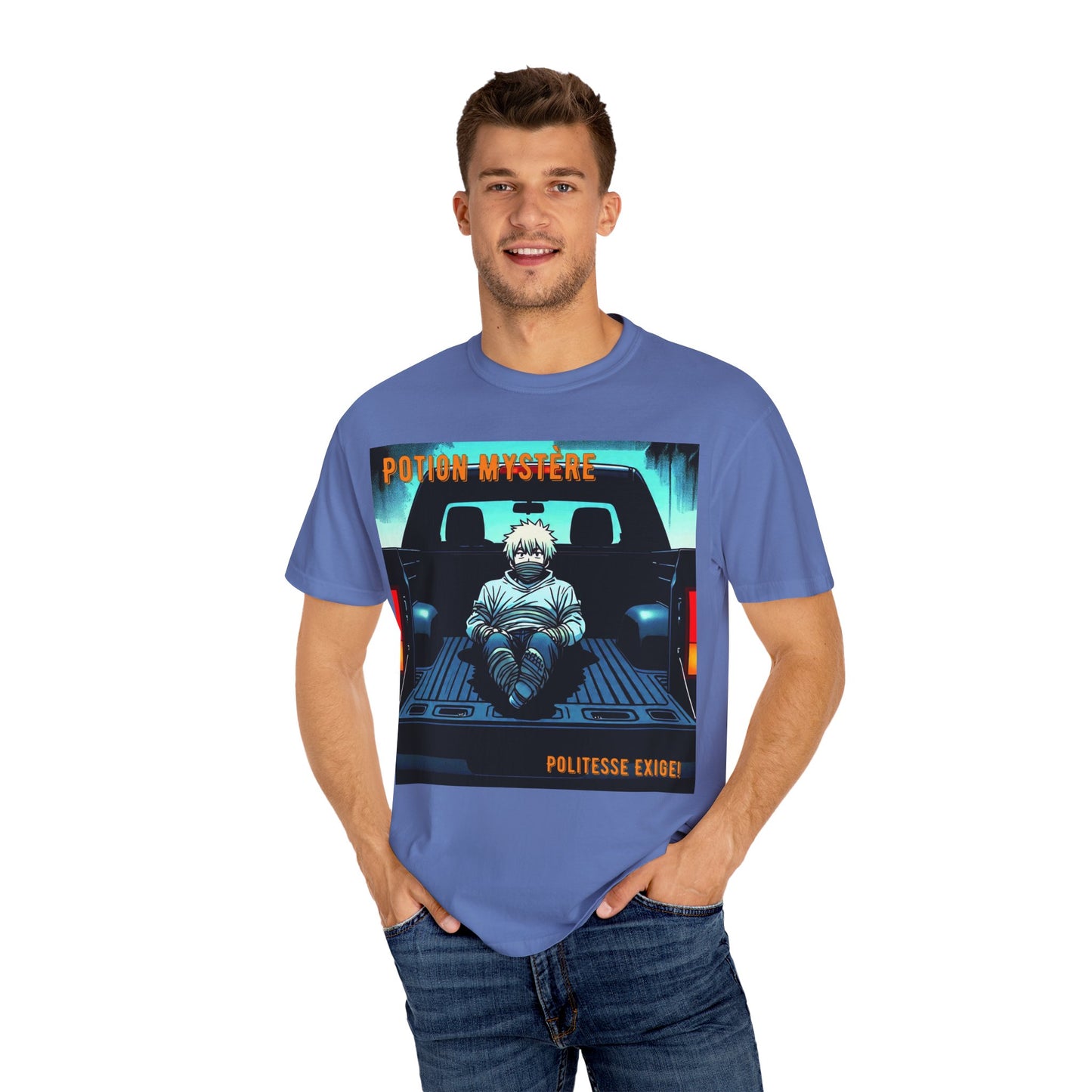 'Politesse Exige' par Potion Mystère, Retro Graphic T-Shirt for Anime Lovers, Casual Wear, Unique Gift, Streetwear, Unisex Tee, Hands and Fee Tied
