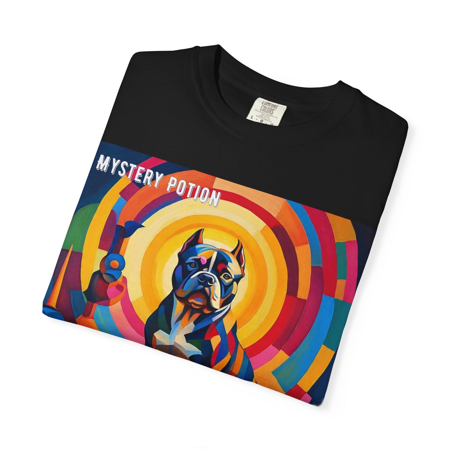 'My Bully Is A Saint' by Mystery Potion Colorful Dog Art T-shirt, Unisex Graphic Tee by Mystery Potion, Perfect for Pet Lovers, Comfy Casual Wear, Great Gift for Dog Lovers