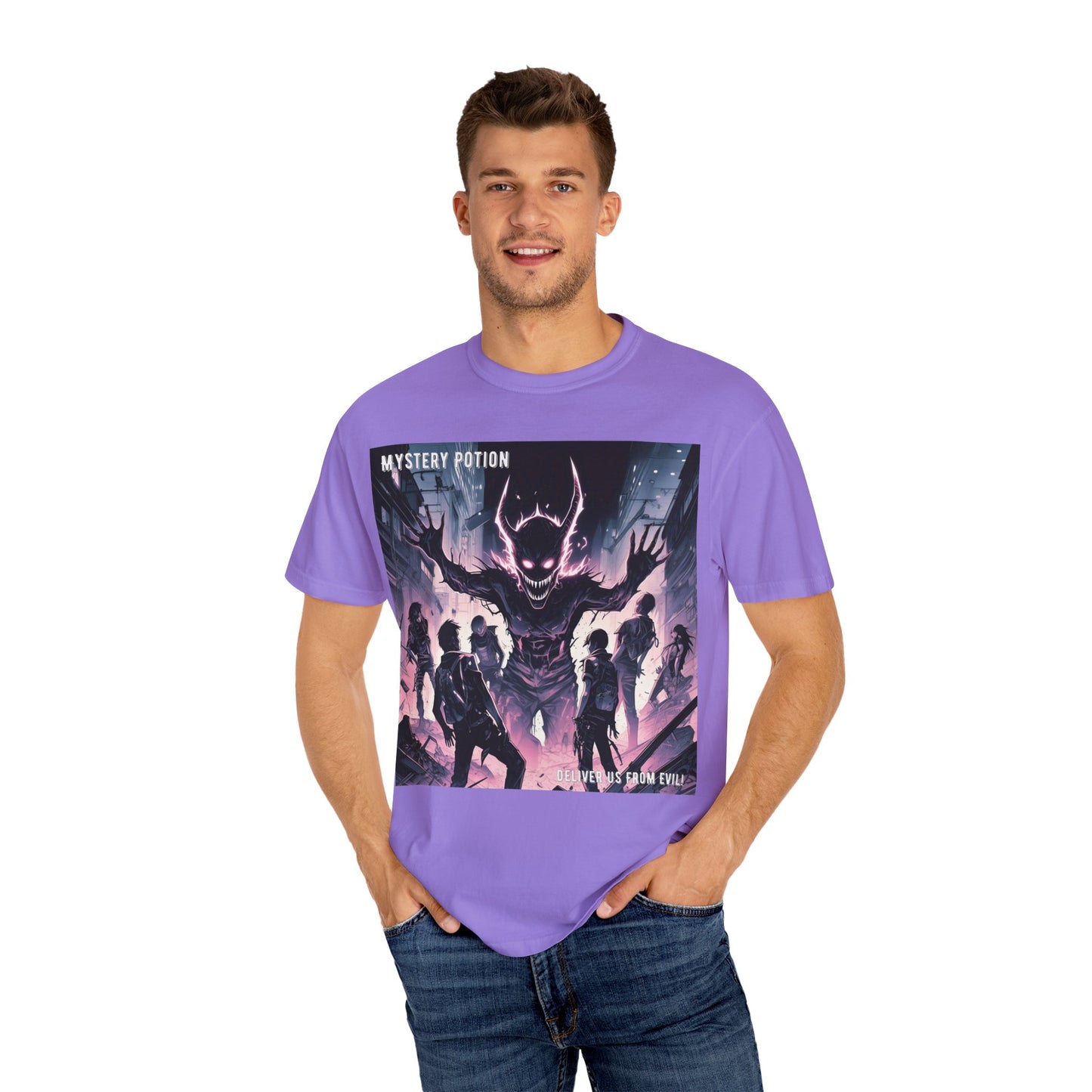 Mystery Potion Evil Satanic Graphic Tee, Unisex T-Shirt for Gamers, Cosplay Costume, Casual Wear, Unique Devilish Gift Idea