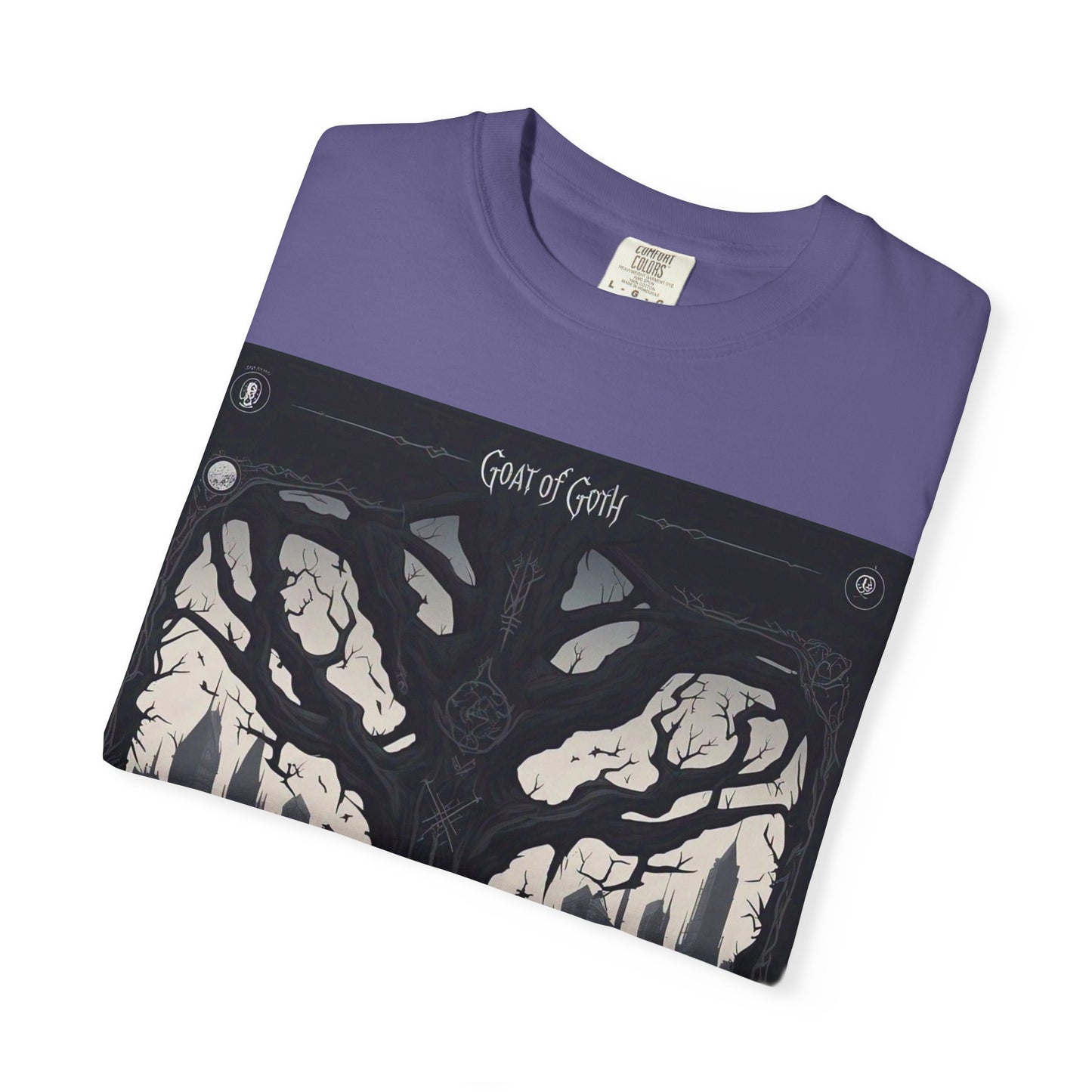 Gothic Tree T-Shirt, GOAT of Goth Unisex Cotton Tee for Nature Lovers, Unique Graphic Tee, Perfect for Festivals, Gift for Adventurers, Eco-Friendly Wear